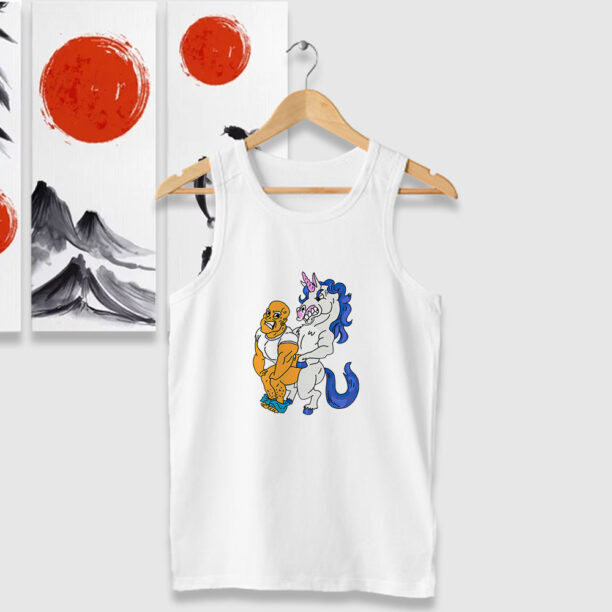 Big Mouth Drawing of a Unicorn Funny Tank Tops