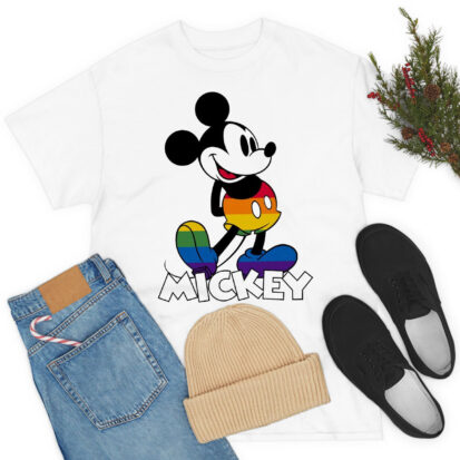 Classic Mickey Rainbow Stripes T Shirt