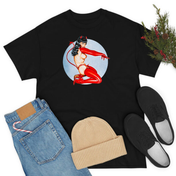 Rare Bettie Page Topless Devil Pinup T Shirt