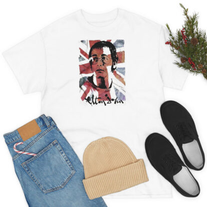 Elton John Portrait On Uk Flag T Shirt