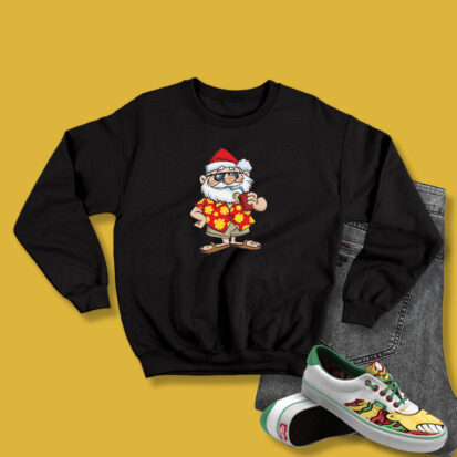 Funny Hawaiian Xmas Summer Santa Sweatshirt