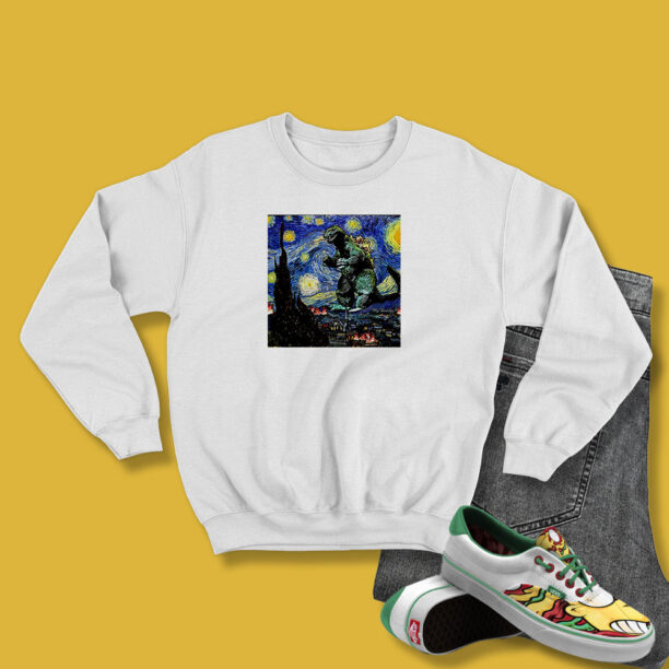 Godzilla Starry Night Van Gogh Sweatshirt