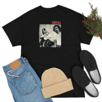 Nirvana Red Logo Black & White Band Pic T Shirt