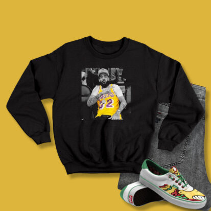 Nipsey Hussle Wearing Magic Johnson Los Angeles Lakers Jersey Sweatshirt