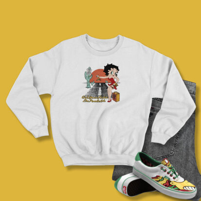 Vintage 1994 Betty Boop Cartoon Get Your Kicks On Route 66 Sweatshirt