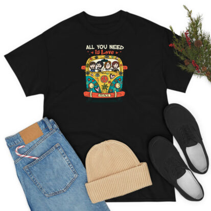 All You Need Is Love The Beatles Hippie Car Graphic T Shirt