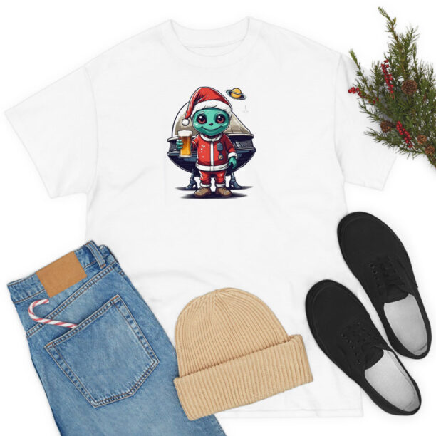 Alien Santa Claus Character Goblin Celebrating Christmas T Shirt