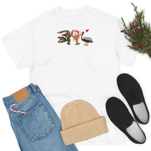 Alligator Shrimp Pelican Santa T Shirt