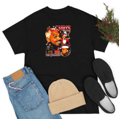 Chris Brown Wearing Santa Claus Hat T Shirt