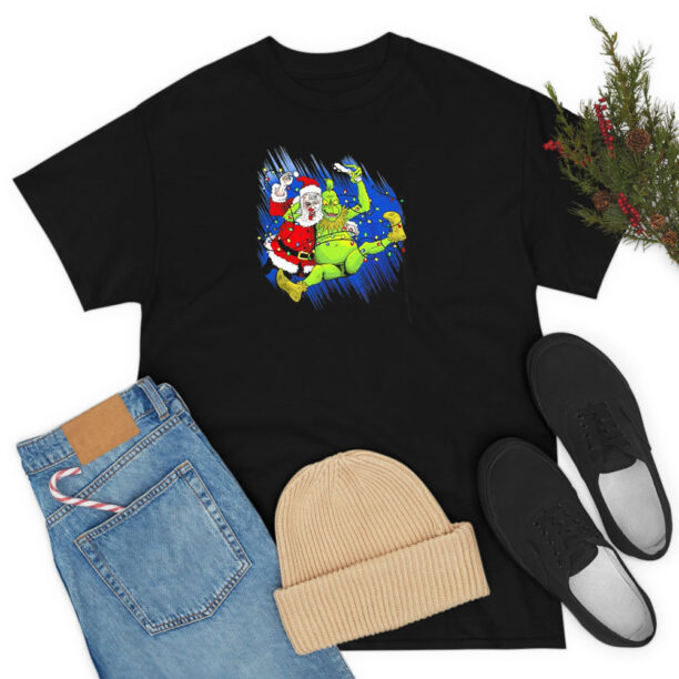 Grinch Wrestles Santa Claus Stone Cold 3 16 Christmas T Shirt