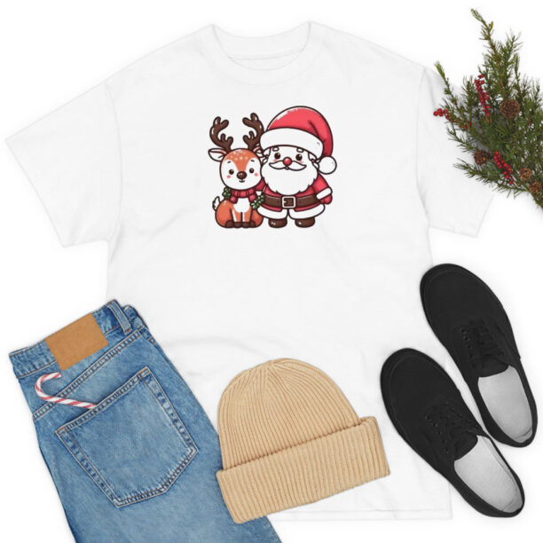 Merry Christmas Santa And Deer Christmas T Shirt