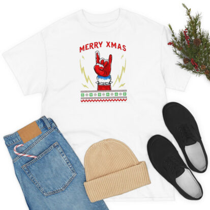 Santa Metal Fist Merry XMas Christmas T Shirt