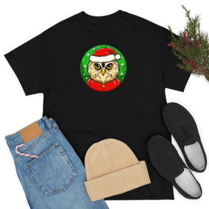 Santa Owl Cartoon Christmas T Shirt