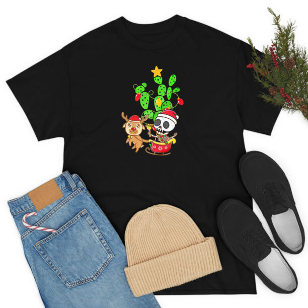 Skeleton Santa Nopalito Calacas Feliz Navidad Christmas T Shirt