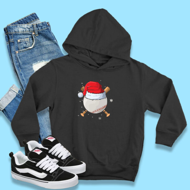 Baseball Lover Santa Christmas Holiday Hoodie