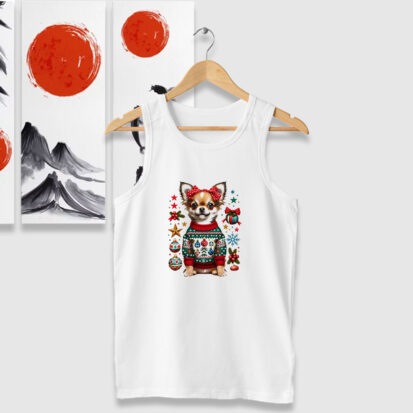 A Tiny Chihuahua’s Merry Woofmas Greetings In Christmas Tank Tops