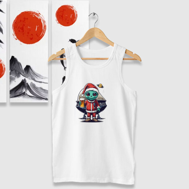 Alien Santa Claus Character Goblin Celebrating Christmas Tank Tops