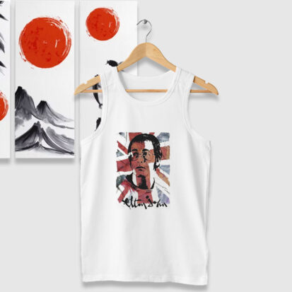 Elton John Portrait On Uk Flag Tank Tops