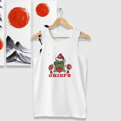 Grinch Loves Chiefs Football Helmet Tank Tops