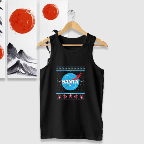 Happy Merry Christmas Santa Nasa Logo Parody Tank Tops