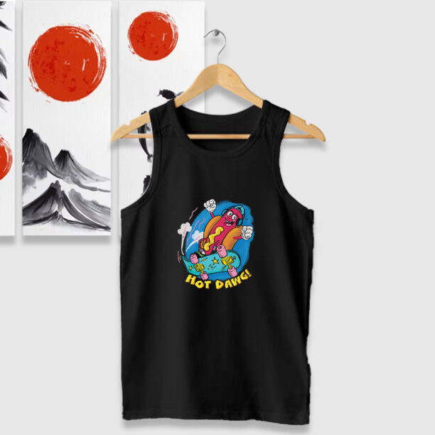 Retro Cartoon Hot Dog Skater Tank Tops