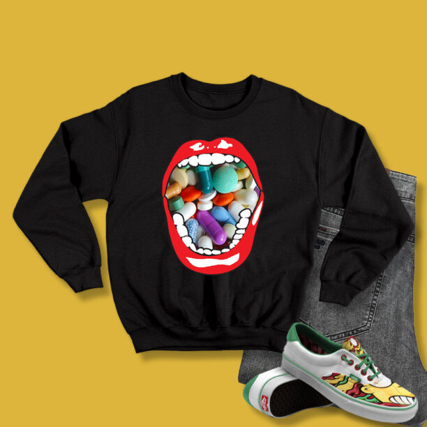 Mouth Lips O Pills Grunge Sweatshirt