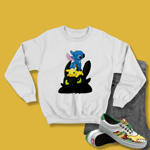 New Stitch Pikachu And Toothless Sweatshirt