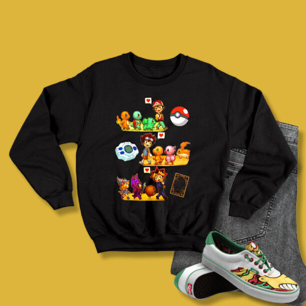 Pokemon Digimon Yugioh Starters Sweatshirt