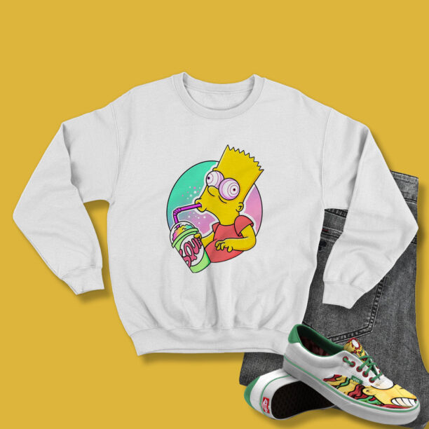 Psychedelic Bart Simpson Trippy Cartoon Sweatshirt