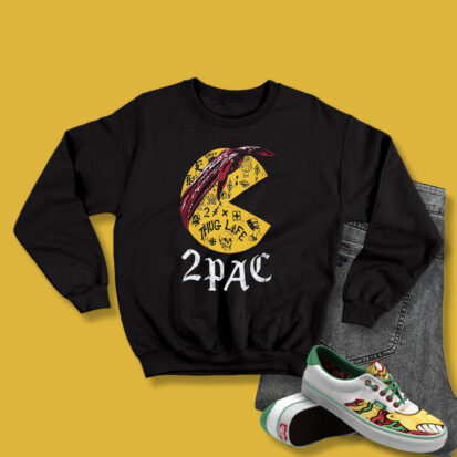 Tupac Pac Man Hip Hop Parody Sweatshirt